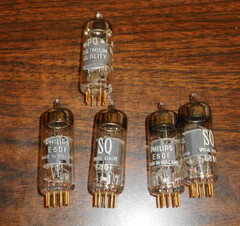LOT OF 5 E80F PHILIPS/AMPEREX audio tubes – NOS –