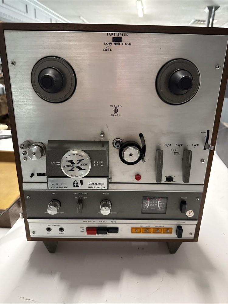 Vintage Akai X-1800SD Reel-to-Reel 8-Track Recorder Walnut Case Super Deluxe