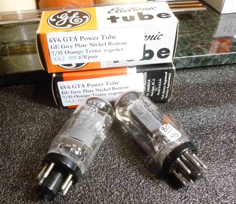Pair GE Grey Plate 6v6 GTA Power Tubes 7/15 on the Orange Tester