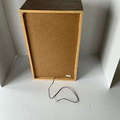 Vintage Bookshelf Speaker Wood Grain Single 14in Brown Fabric Grill
