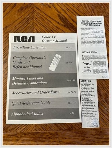 RCA Color TV Owners Manual 1991 Thomson Indianapolis Taiwan 1Q57 189-01A