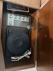 Vintage Sears Silvertone Wood Stereo Console Record Player Radio – Mid Century