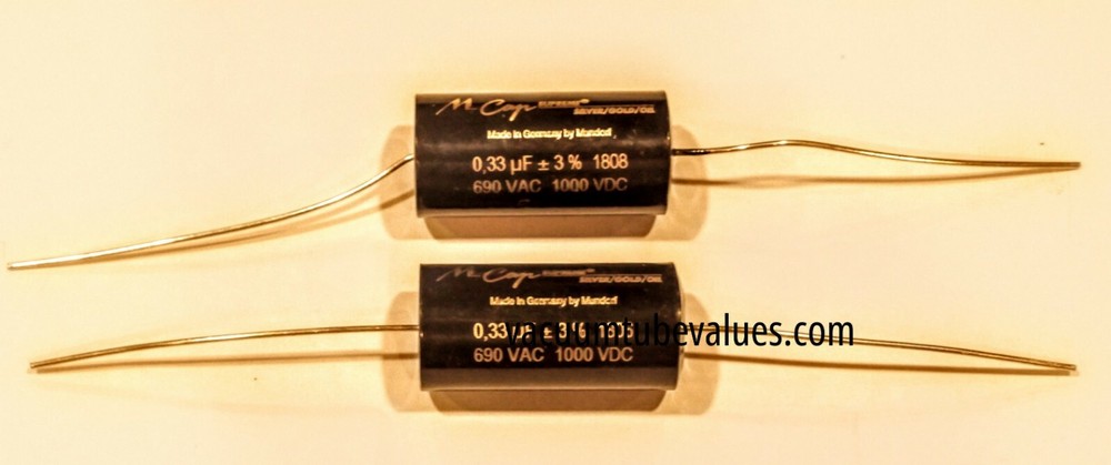 TWO Mundorf MCap Supreme Silver Gold Oil Capacitor 0.33uf 0.33 .33 uf 1000VDC