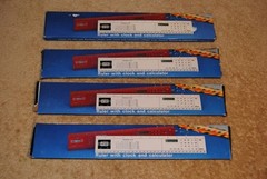 4 Vintage Rulers with Calculator & Clock Made in Taiwan Product Guild Promo