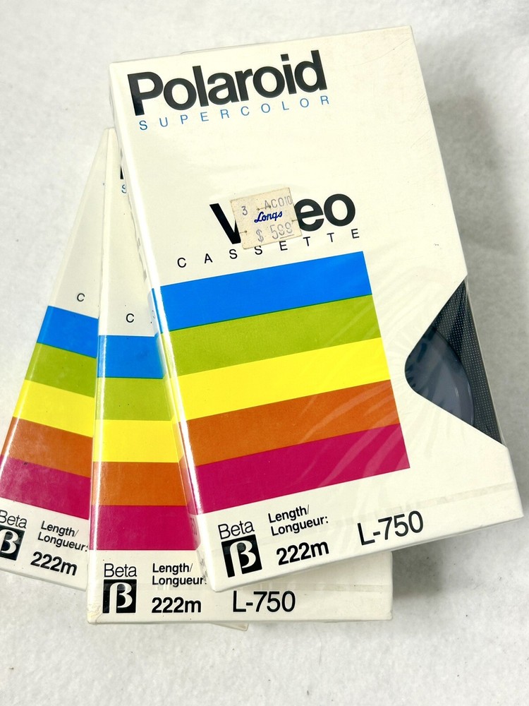 3 – NEW Polaroid SuperColor L-750 Beta Betamax Sealed Blank Video Cassette Tapes