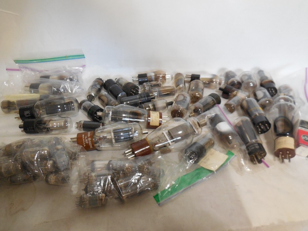 Vintage Lot of 60 Various Brands Radio/TV Vacuum Tubes RCA GE Sylvania & others