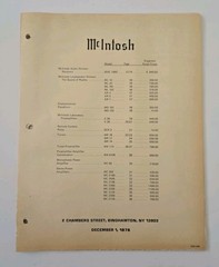 Vintage 1976 McIntosh Audio Catalog Price List Product Analysis Manuals MAC1900