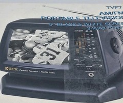 Vintage GPX Portable TV Television AM/FM Radio 5″ Black White Screen TVP7 READ