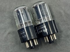(2) RCA 6SN7GTB Vacuum Tubes Long Black Plates Bottom D Getters Tests NOS