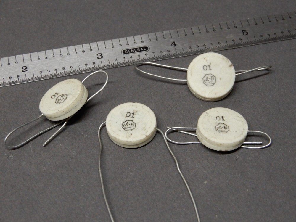 Allen Bradley? Ceramic Disc Capacitor? .01 UF? Unknown Voltage Qty 4 NOS