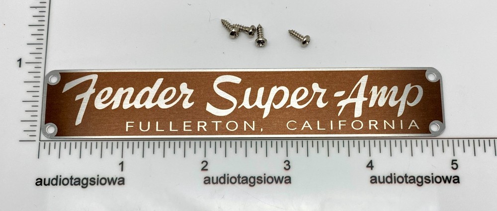 Fender Super-Amp Case Badge Custom Made Aluminum with Screws
