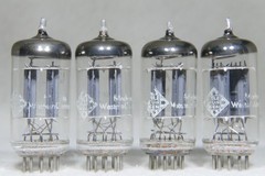 Matched Quad Telefunken ECC82/12AU7 Long Ribbed Plate Diamond Bottom 1956 Strong