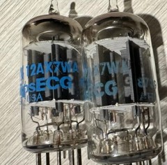 NOS Pair PhilipsECG 7025 12AX7WA ECC83 Long Plates Ring Getter 12AX7