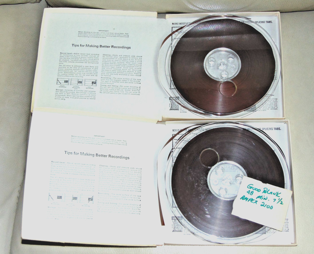 Lot of 2 Ampex Magnetic 7 Inch Reel to Reel blank Recording tapes in Scotch Box