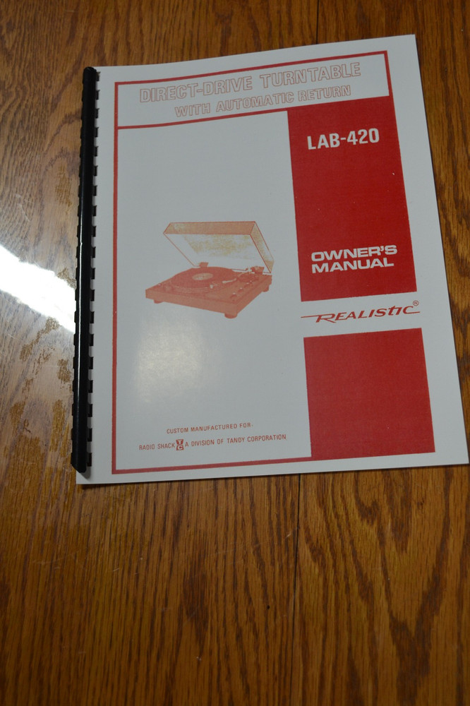 Realistic Lab 420 Owner Manual – Nice Clean Copy Of Original. Mailed – NOT PDF