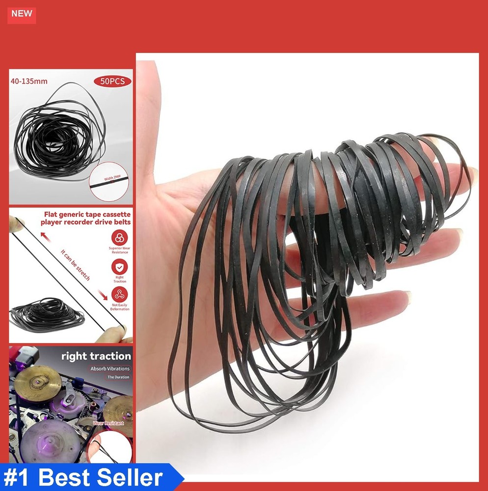 Cassette Recorder Rubber Belts 50 Pack 2mm Width 40-135mm Flat Drive Belt Repair
