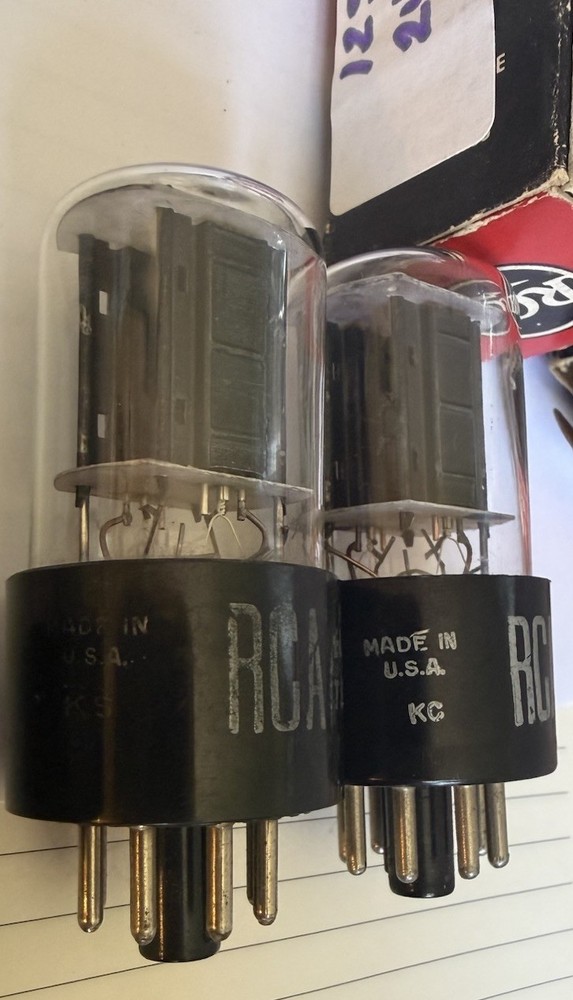 Matched Pair 12SN7 GT Black Plates D Getters RCA Nos