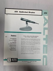 Original Vtg Altec Model 681A Omnidirectional Microphone Spec Sheet (A3)