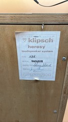 Klipsch Heresy HBR Vintage Loudspeaker System High Efficiency Audio Speaker
