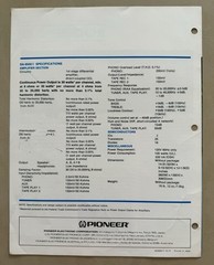 Pioneer SA-6500II Stereo Integrated Amplifier Brochure Specifications Sheet 1977