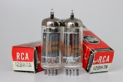 PAIR 12BH7A 7032 RCA MATCHED-PAIR AUDIO TUBES 1960s CRYSTAL-CLEAR TROPHY NOS NIB