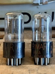 Pair of Early 1950’s BRIMAR 6SL7GT Vacuum Tubes D Getters Closely Matched CV1985