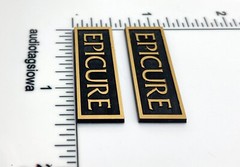 Epicure Speaker Badge Logo Emblem Custom Made Incised Gold Acrylic PAIR