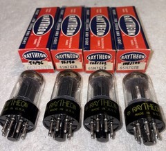 4- Raytheon 6SN7GTB Vacuum Tubes 0-Getter Black Plate TV7 Tested NOS