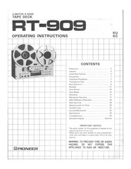 RT-909 Reel To Reel Tape Deck Owner’s & Service Manual Fits Pioneer