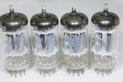Matched Quad Telefunken ECC82/12AU7 Long Ribbed Plate Diamond Bottom 1956 Strong