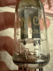 NOS 12AX7 Rare Hammond Musical Bent D Getter Long Plates Wrinkle Glass