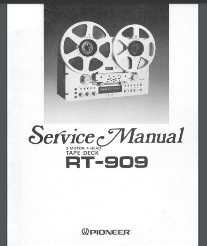 Pioneer RT-909 reel to reel Service manual 70 pages Comb bound Gloss Cover