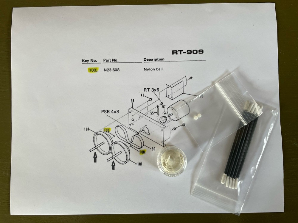 Pioneer RT-909 / 901 N23-608 Nylon Capstan Ball Bearings ~ Instructions included