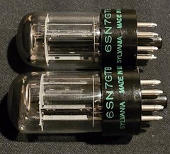 SYLVANIA 6SN7 GTB TUBE 1968 CHROME TOP HALO BLACK V PLATES MATCHED SET