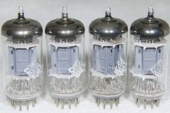 Matched Quad Telefunken ECC82/12AU7 Long Ribbed Plate Diamond Bottom 1956 Strong