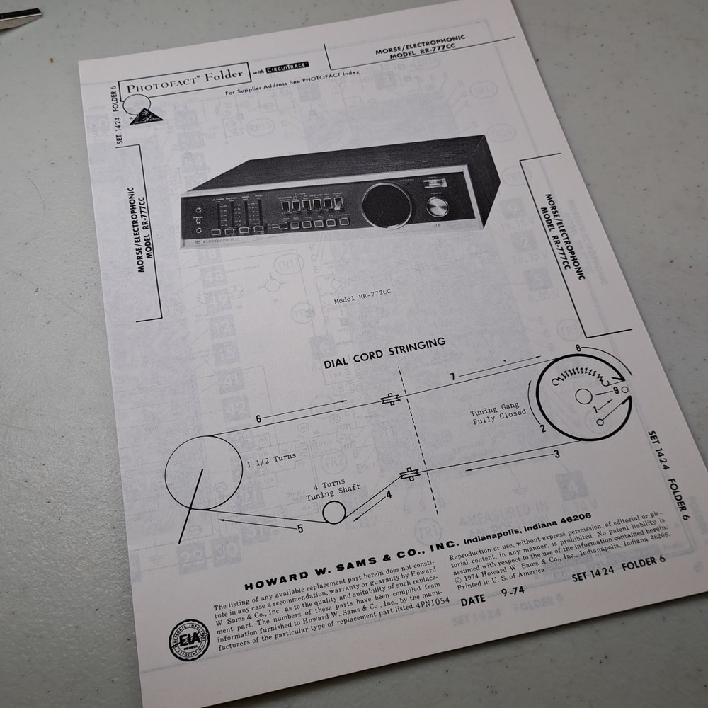 MORSE/ELECTROPHONIC Service Manual RR-777CC 1974 Photofact