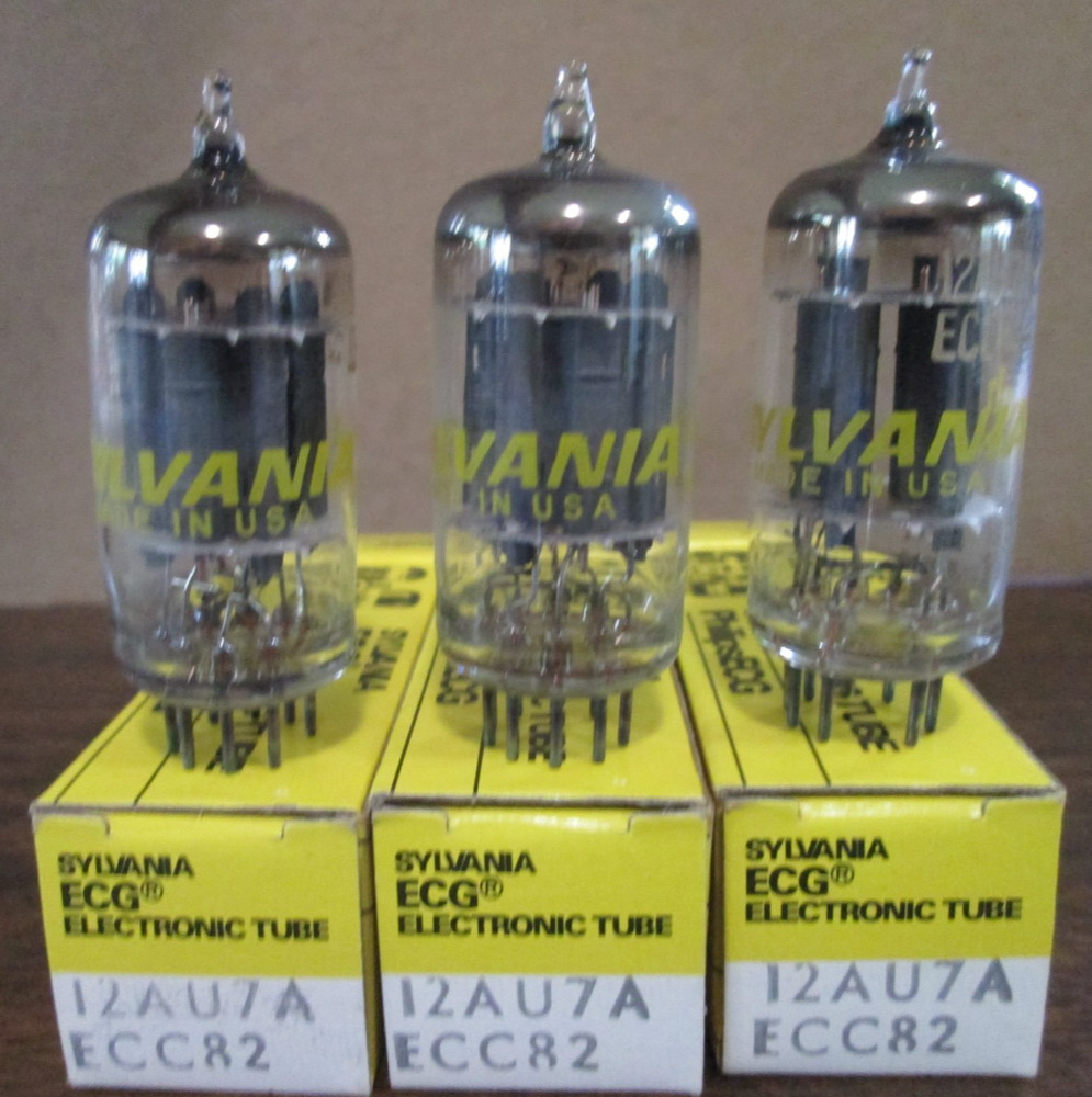 THREE NEW SYLVANIA ECG 12AU7A / ECC82 Radio Amp Vacuum Tubes IOB Matching Codes