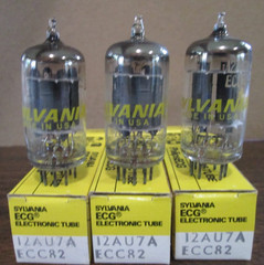 THREE NEW SYLVANIA ECG 12AU7A / ECC82 Radio Amp Vacuum Tubes IOB Matching Codes