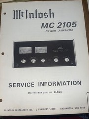 McIntosh MC-2105 Service Manual Pre-Amplifier Original Serial# 26M08