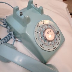 Lt Blue Rotary Dial Desk Phone by Bell Systems Western Electric 2-66 USA CD 500