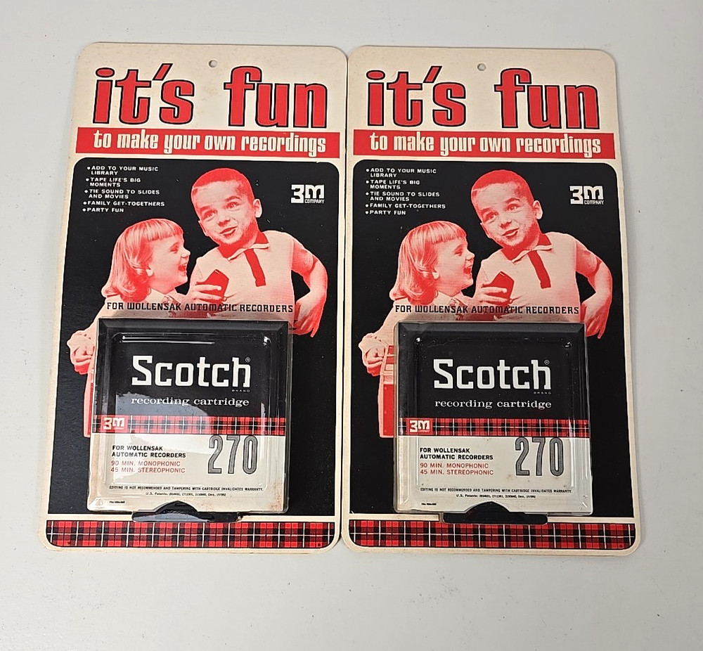 LOT OF 2 – Vintage 3M Scotch 270 Recording Cartridges For Wollensak Recorders