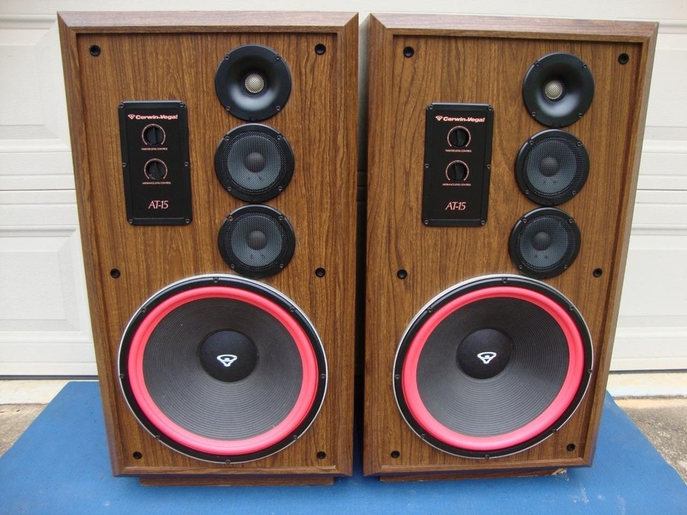 Nice Cerwin Vega AT-15 Large 3-way Floor Speakers -15″ Woofer -Reconditioned