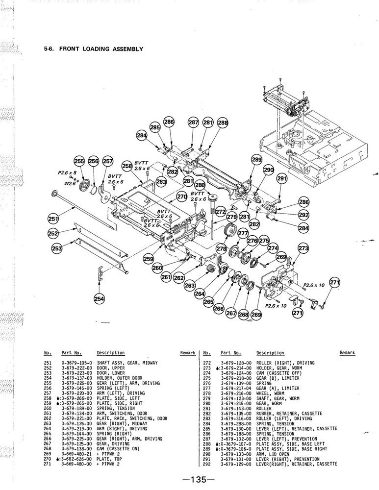 Spare parts for Sony SL-2710 betamax by type bin *2 of 2*
