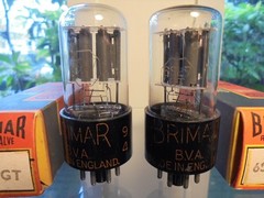 BRIMAR 6SL7GT PAIR OF OLD STOCK GREY PLATE TESTED BRITISH VINTAGE VALVES TUBES