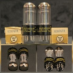 WESTINGHOUSE 6SN7 GTB TUBE 1963 TOUGH DOGS 2 HOLE GRAY PLATES MATCHING SET NIB