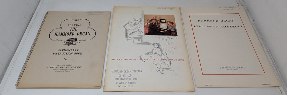 Playing The Hammond Organ Elementary Instruction Book & Manual Lot 1940s 50s VTG