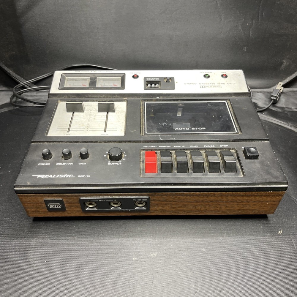Realistic SCT-14 Stereo Cassette Tape Deck Vintage Parts Repair Powers On 14-848