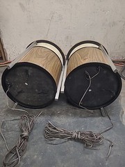 Vintage Pair Zenith Circle of Sound Speakers Wood Grain Round Retro Omni WORKING