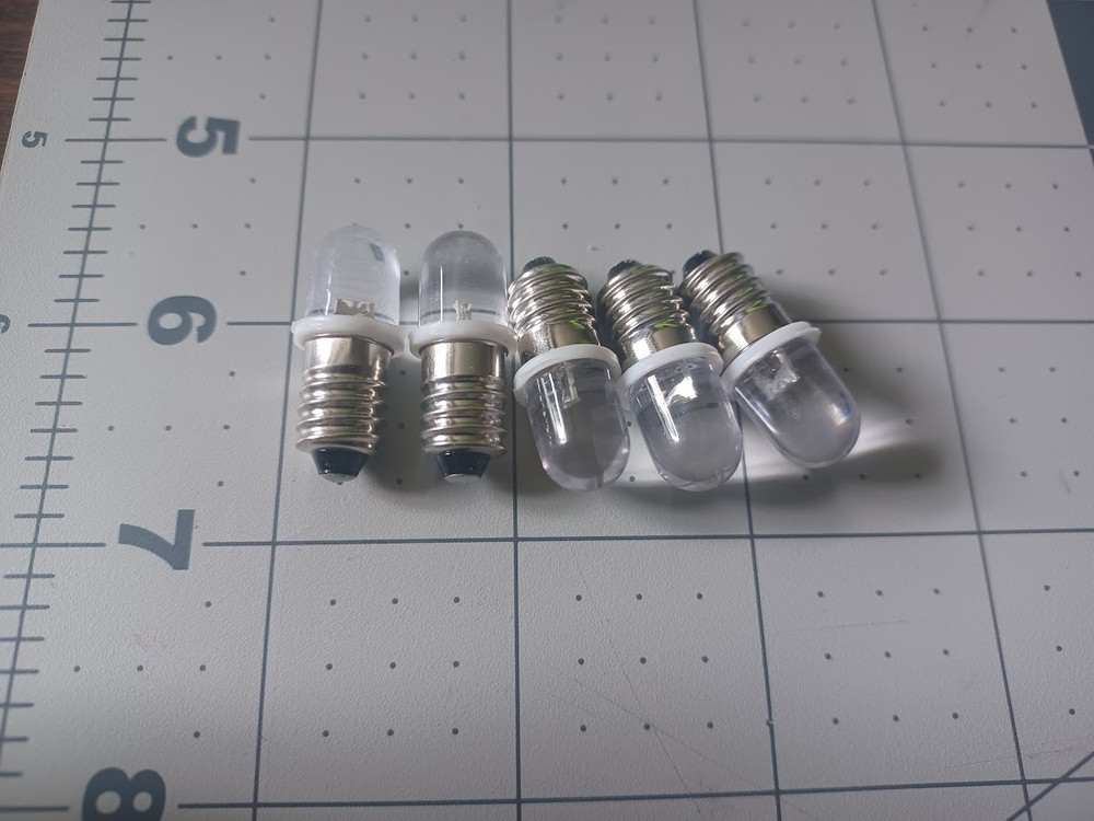 5 New Cold White Screw Base LED Lamp E10 Light Bulbs 6v 6.3v #40 #46