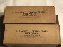 1 Pair of Vintage Western Electric VT-136 6125 RCA Signal Corps Vacuum Tubes